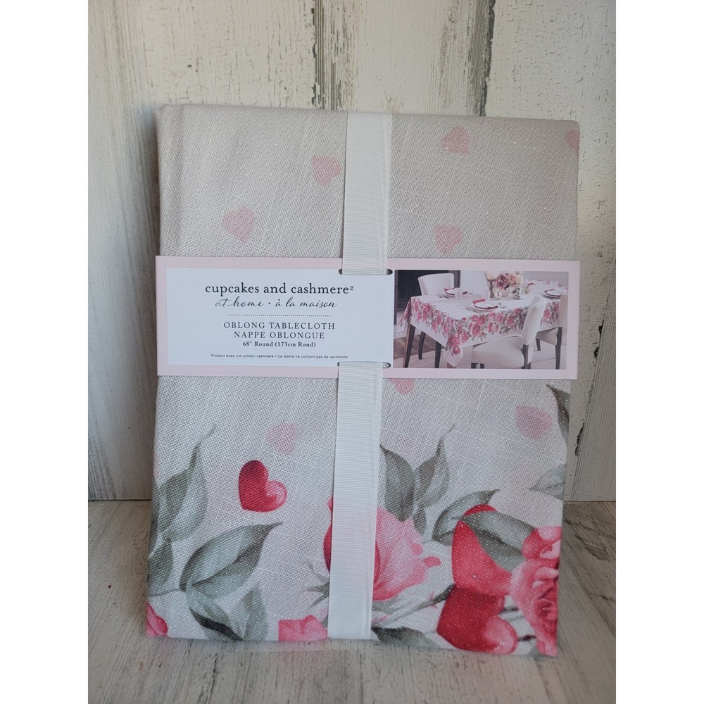 Cupcakes cashmere 68" rose pattern Valentine tablecloth‎ reusable pink flower